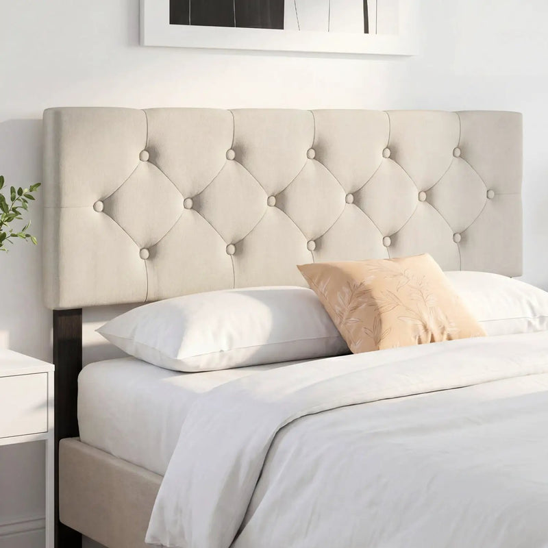 Upholstered Tufted Headboard Queen/Full Size with Adjustable Legs by DirectDeals