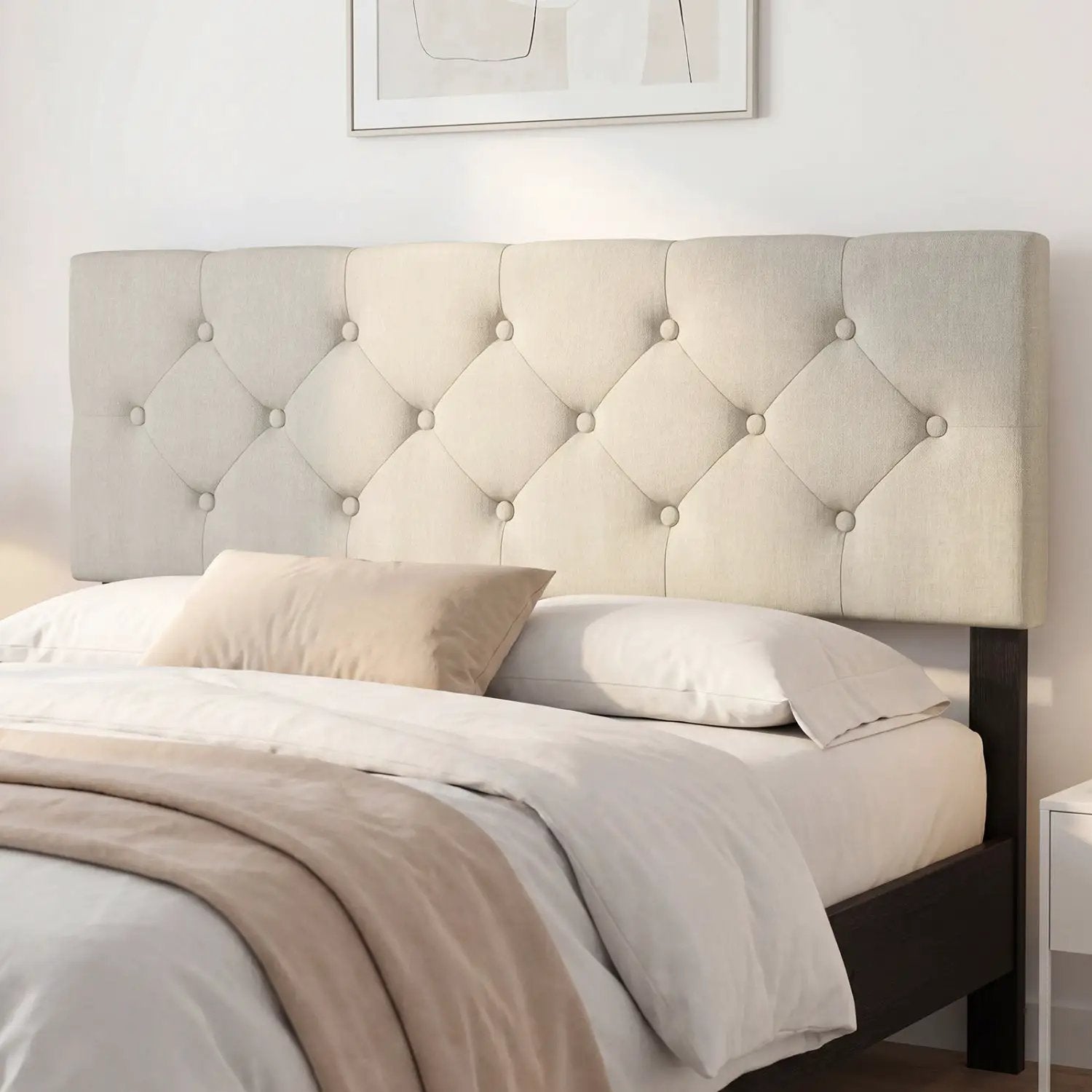 Upholstered Tufted Headboard Queen/Full Size with Adjustable Legs by DirectDeals