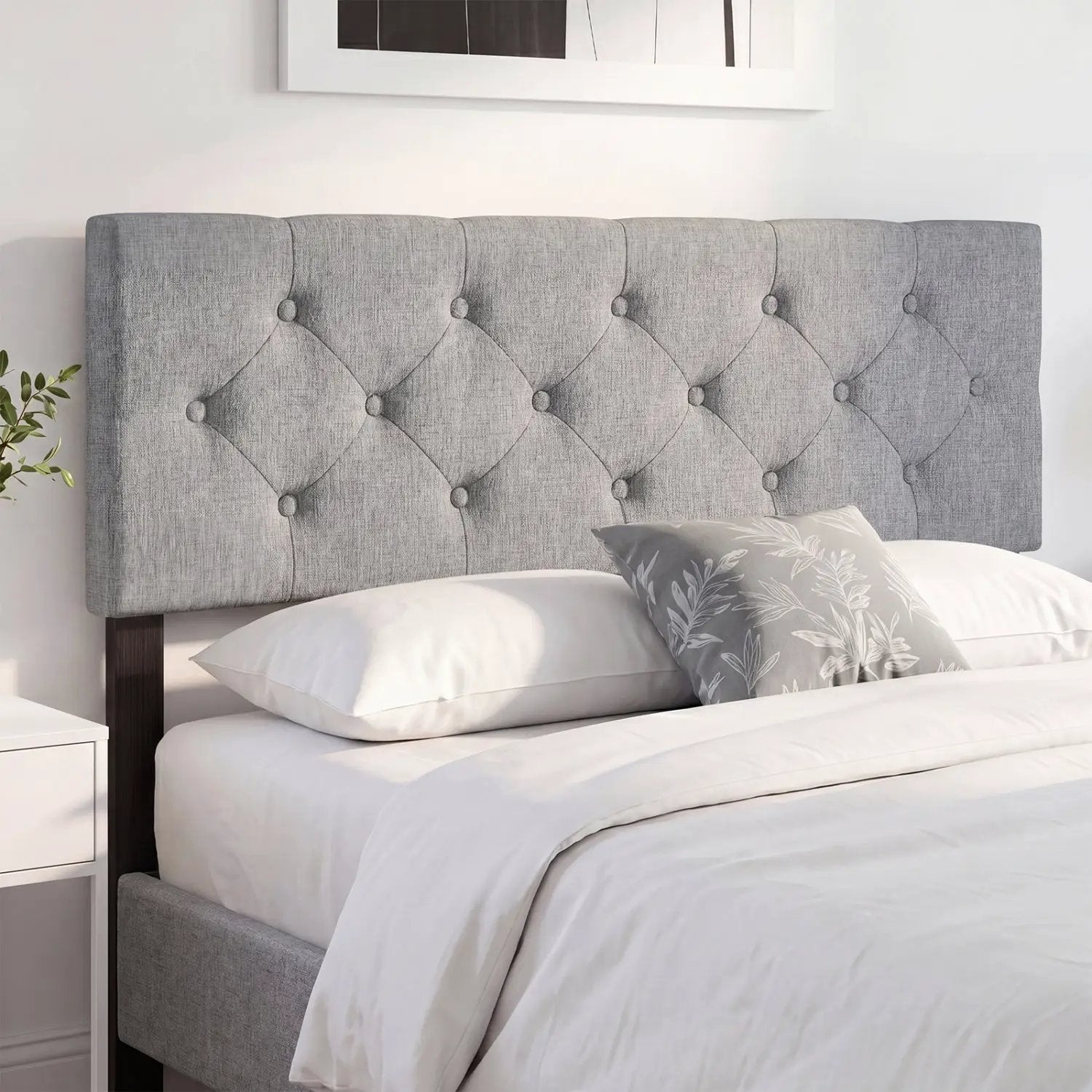 Upholstered Tufted Headboard Queen/Full Size with Adjustable Legs by DirectDeals