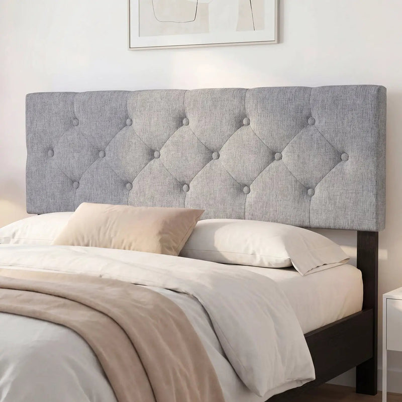 Upholstered Tufted Headboard Queen/Full Size with Adjustable Legs by DirectDeals