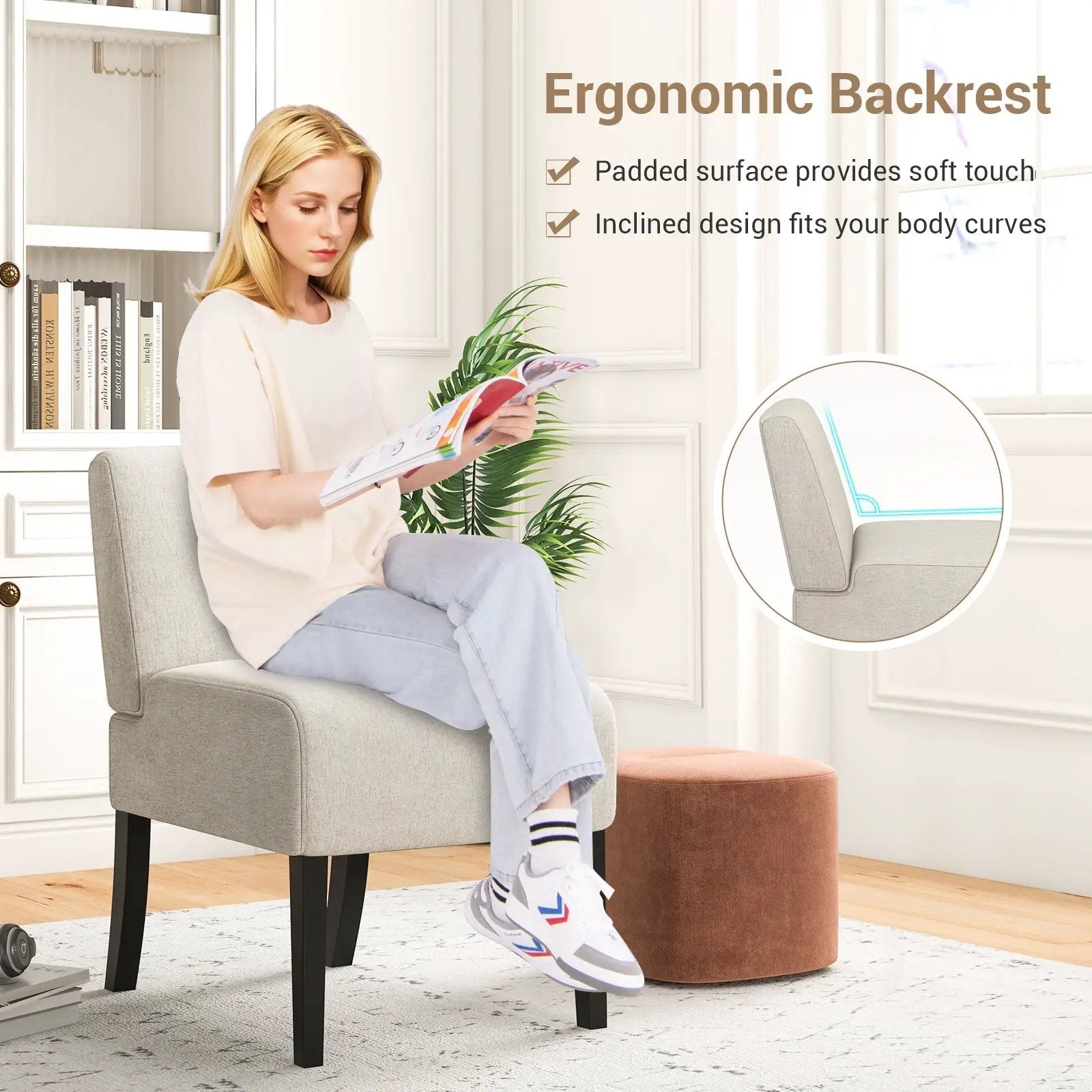 Upholstered Living Room Chair with Rubber Wood Legs by DirectDeals