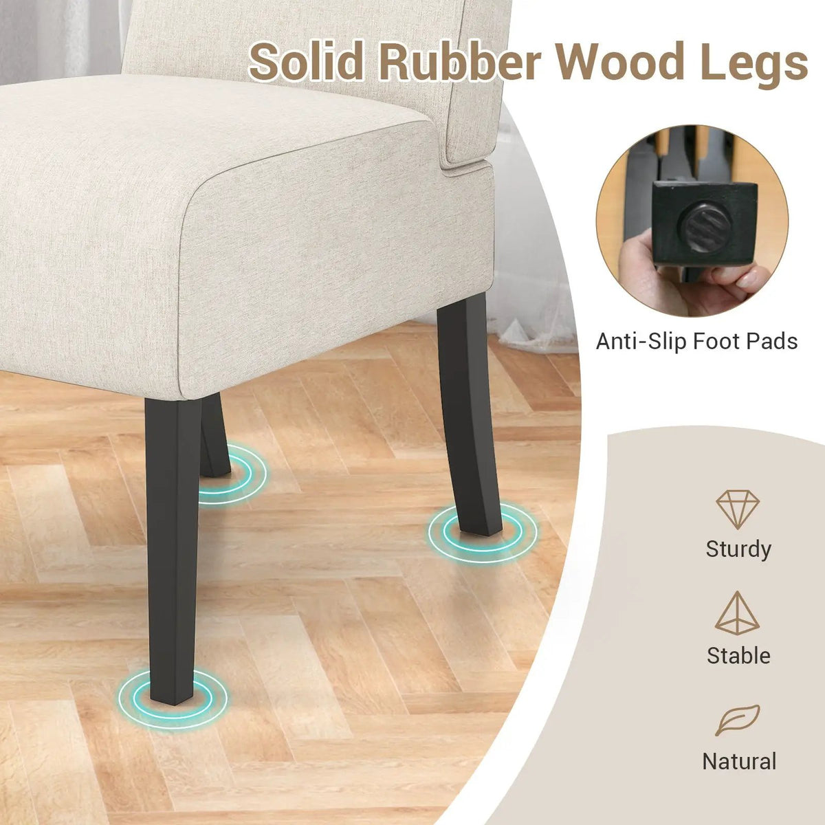 Upholstered Living Room Chair with Rubber Wood Legs, photo 8 of 24