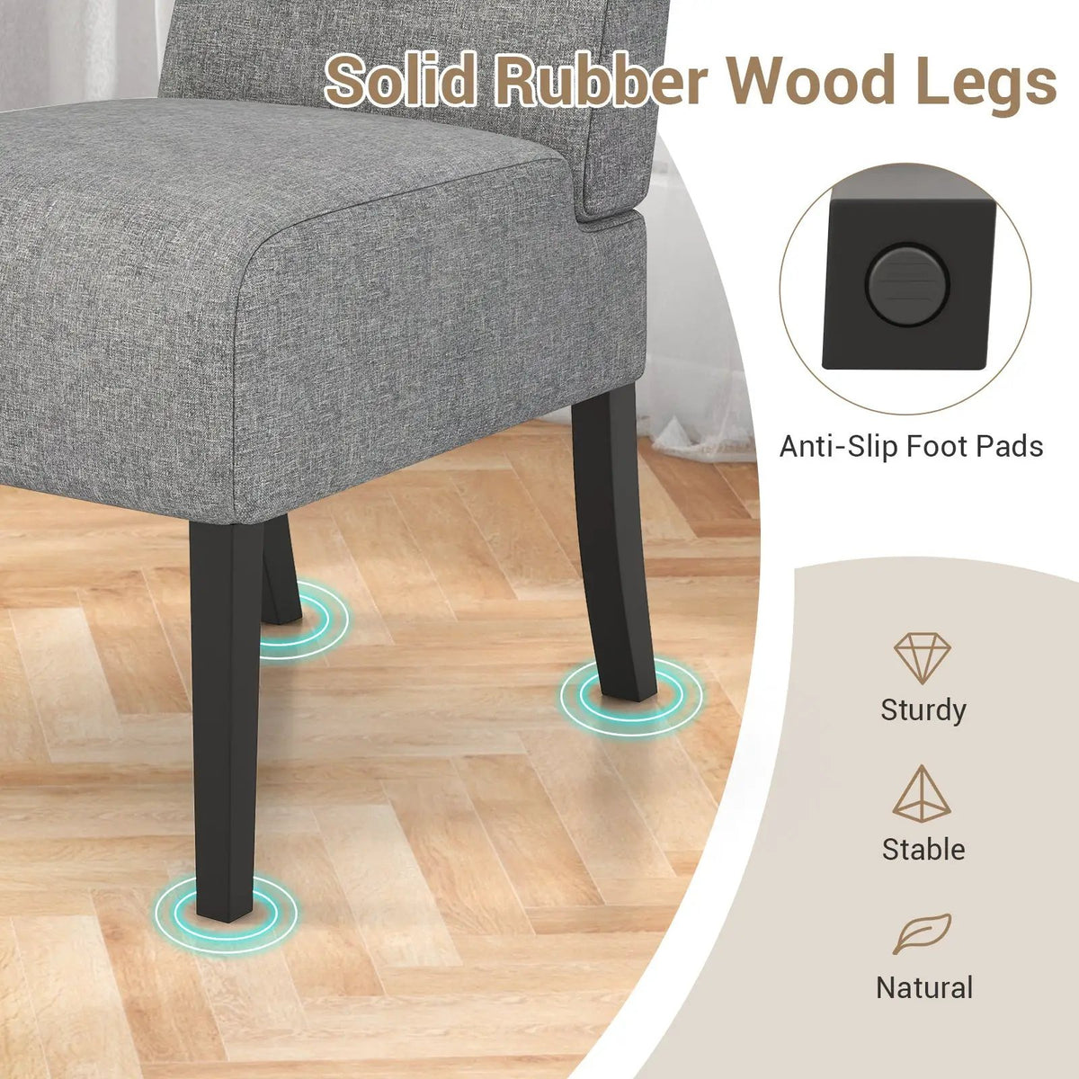Upholstered Living Room Chair with Rubber Wood Legs, photo 16 of 24