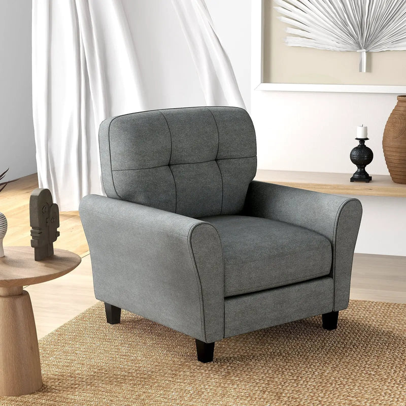 Modern Upholstered Accent Chair with Rubber Wood Legs by DirectDeals