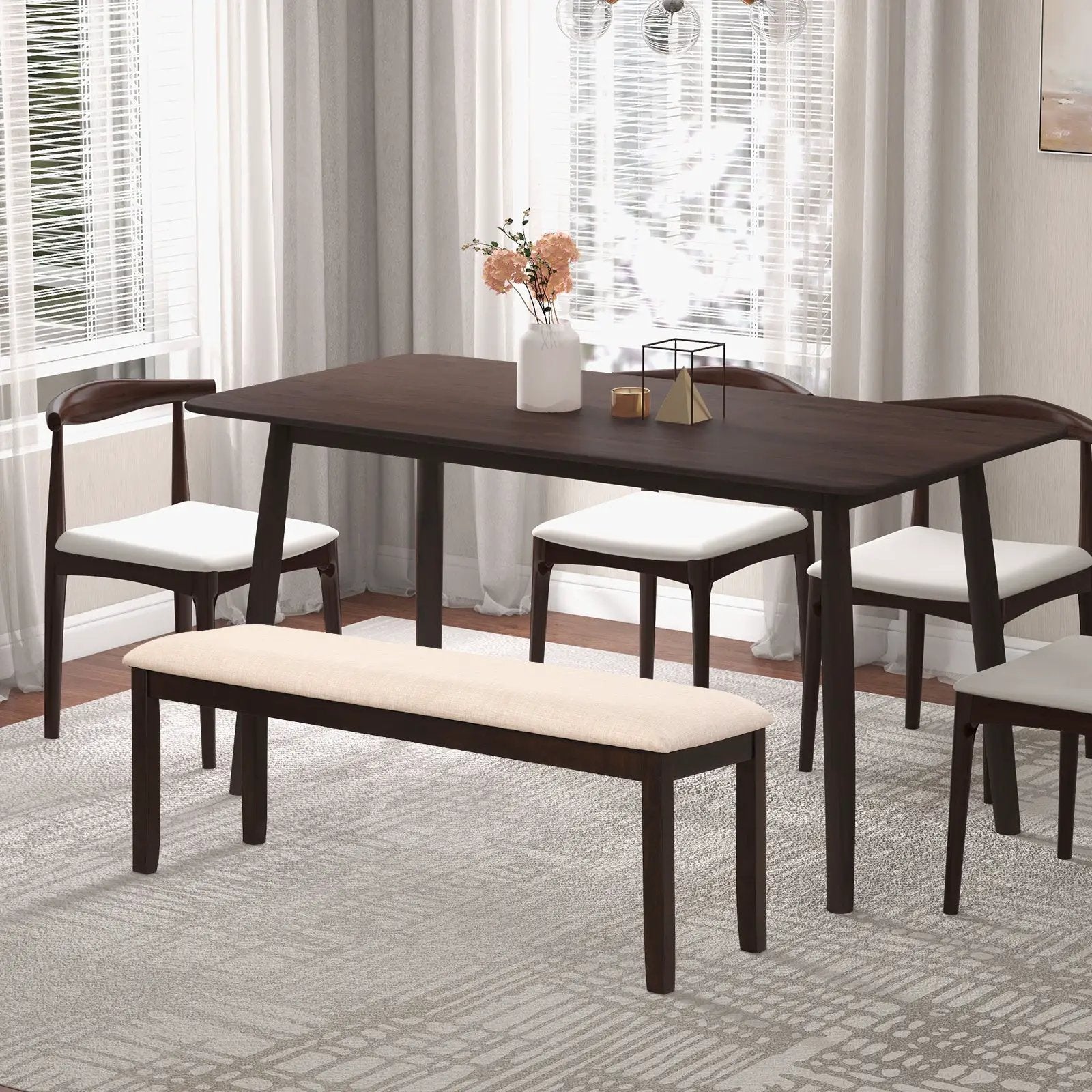Upholstered Ottoman Bench with Padded Cushion-Beige by DirectDeals