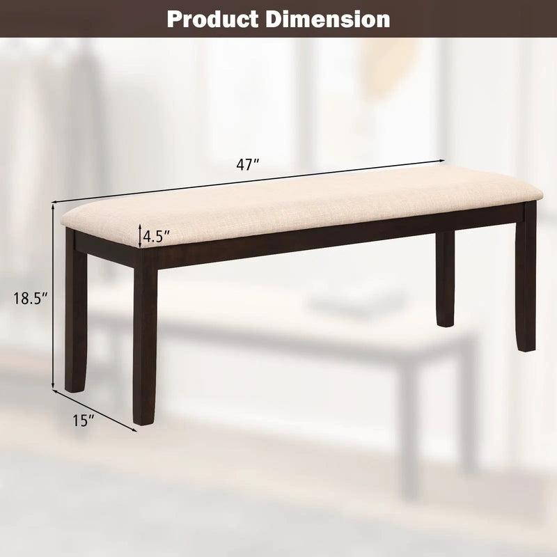 Upholstered Ottoman Bench with Padded Cushion-Beige by DirectDeals
