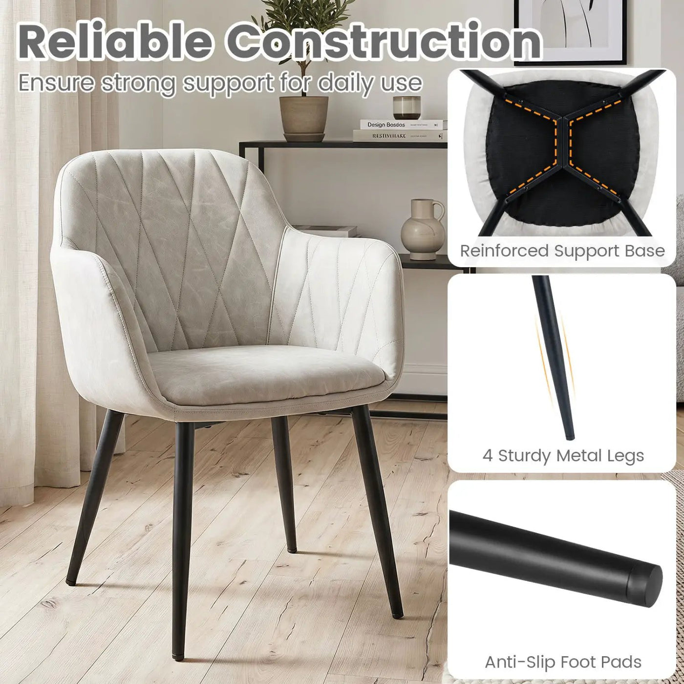 Upholstered Dining Chairs Set of 2 with Curved Back by DirectDeals