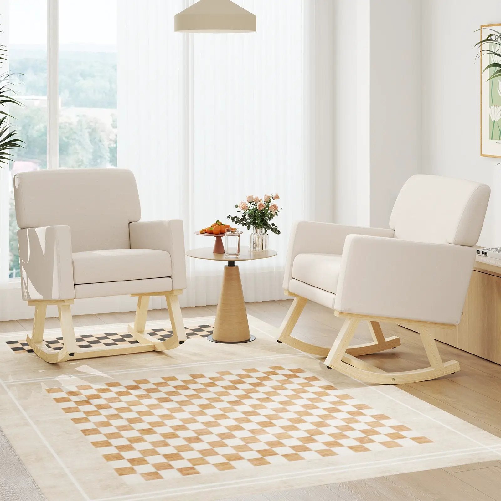 Upholstered Rocking Chair with and Solid Wood Base by DirectDeals