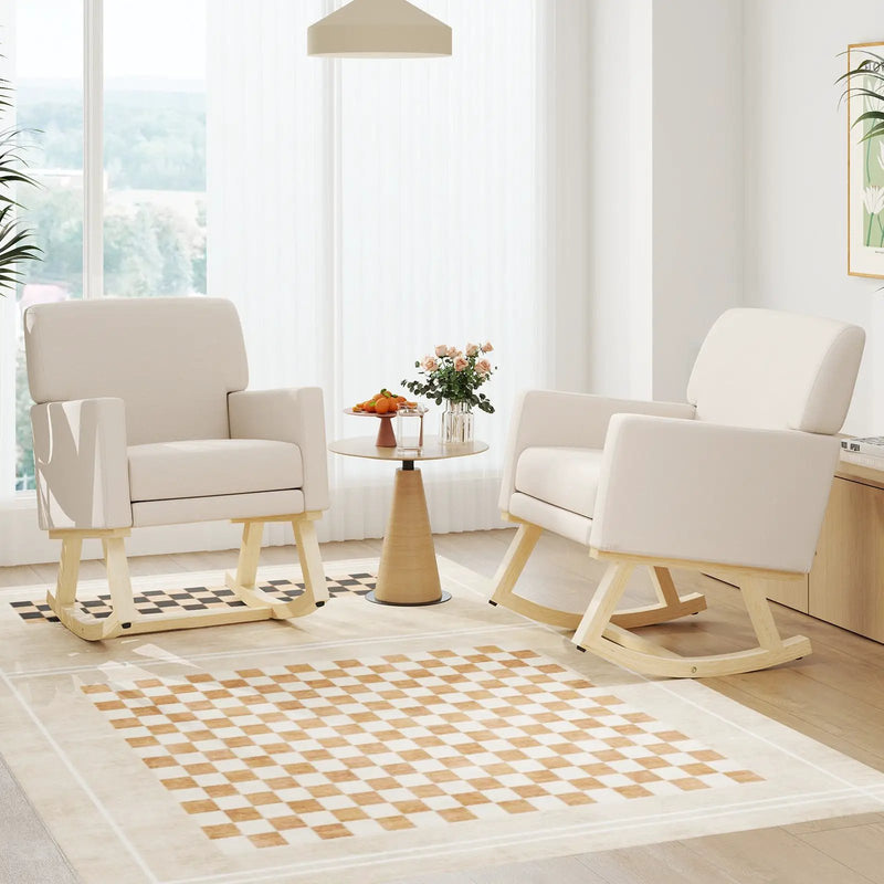 Upholstered Rocking Chair with and Solid Wood Base by DirectDeals