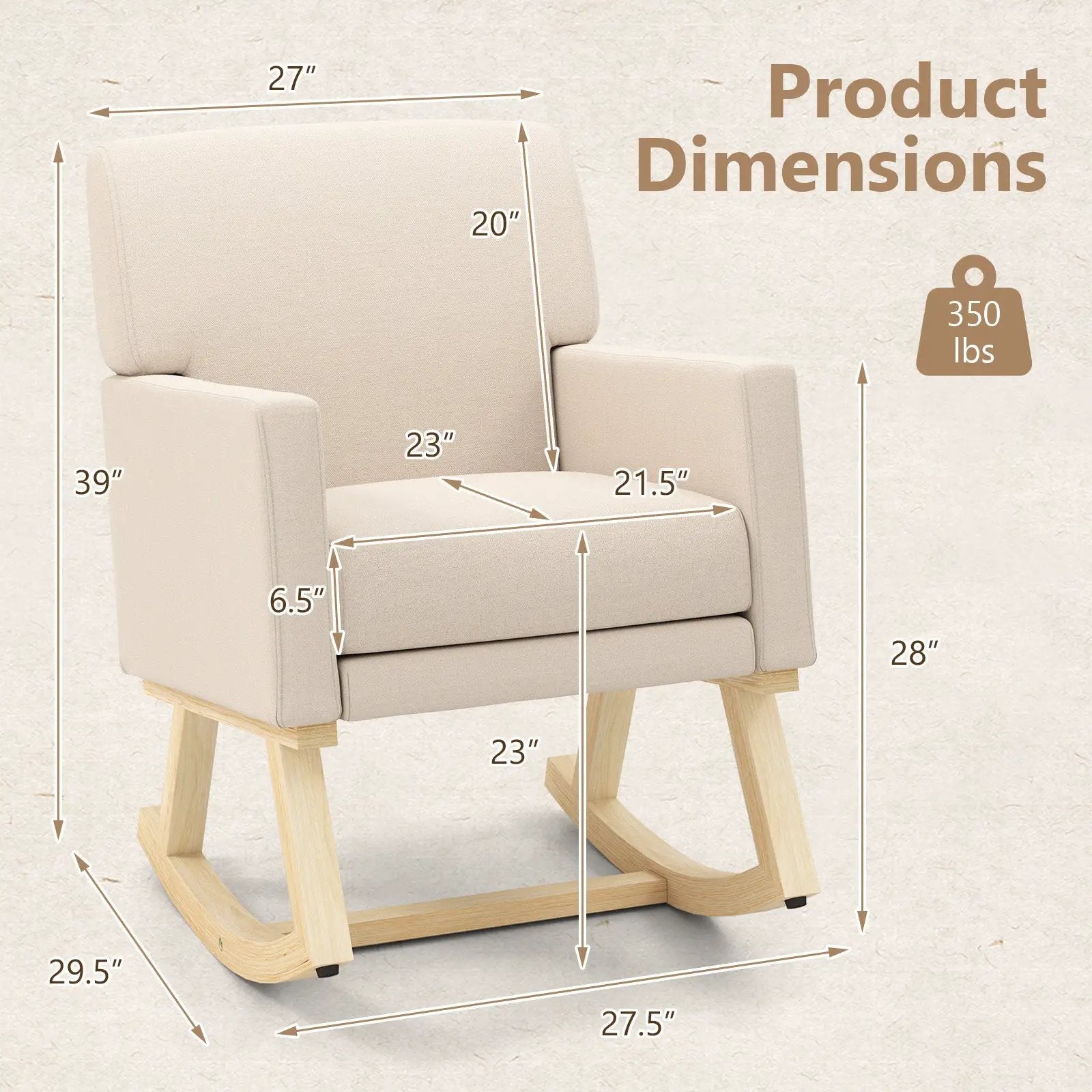 Upholstered Rocking Chair with and Solid Wood Base by DirectDeals