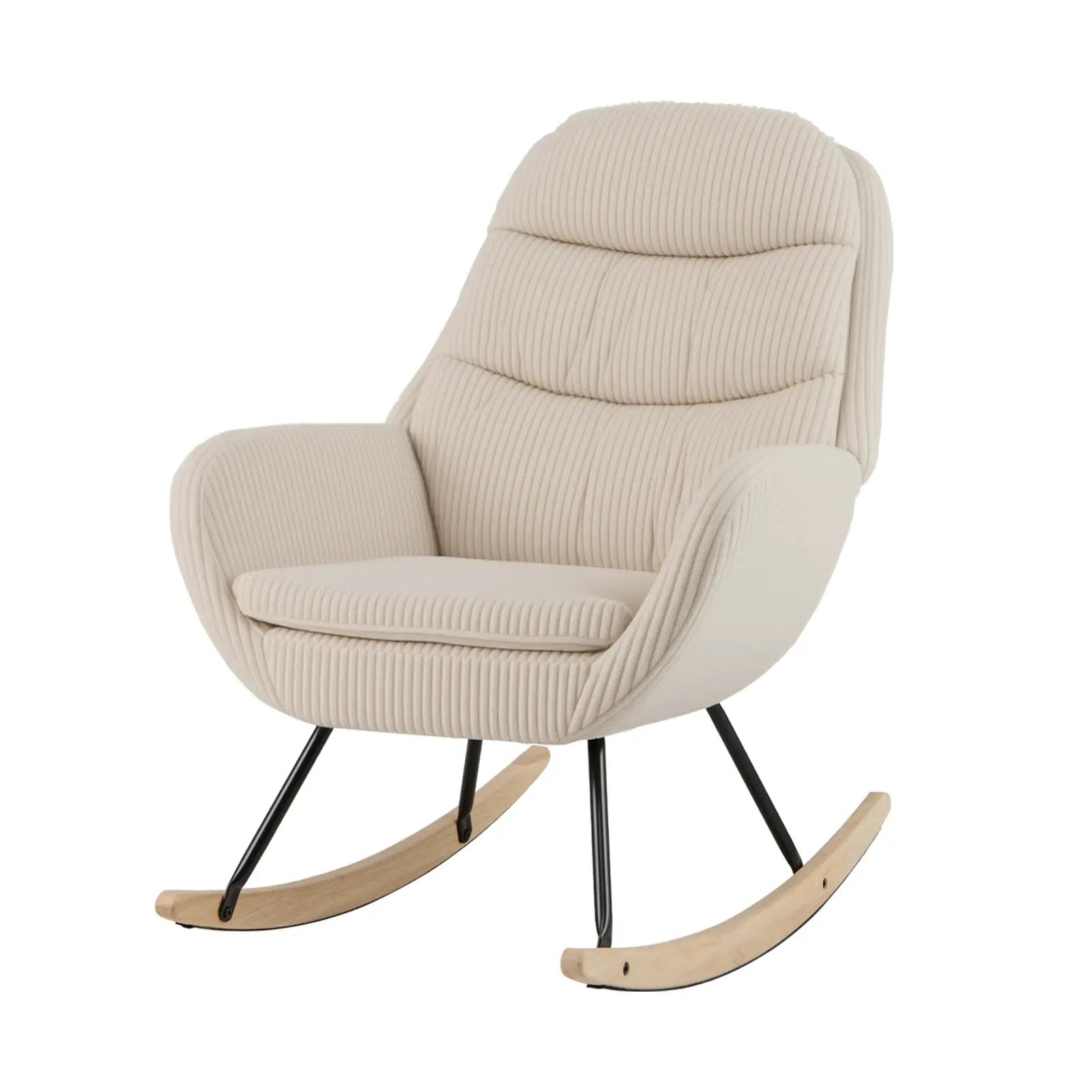 Upholstered Rocking Chair Nursery Glider Rocker with Padded Backrest and Seat-Beige by DirectDeals