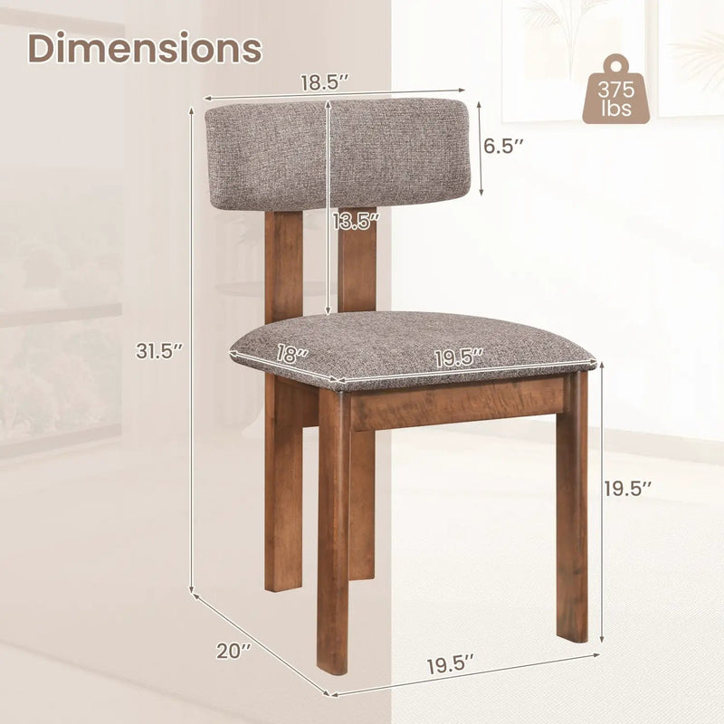 Upholstered Rubber Wood Dining Chairs Set of 2 with Curved Backrest by DirectDeals