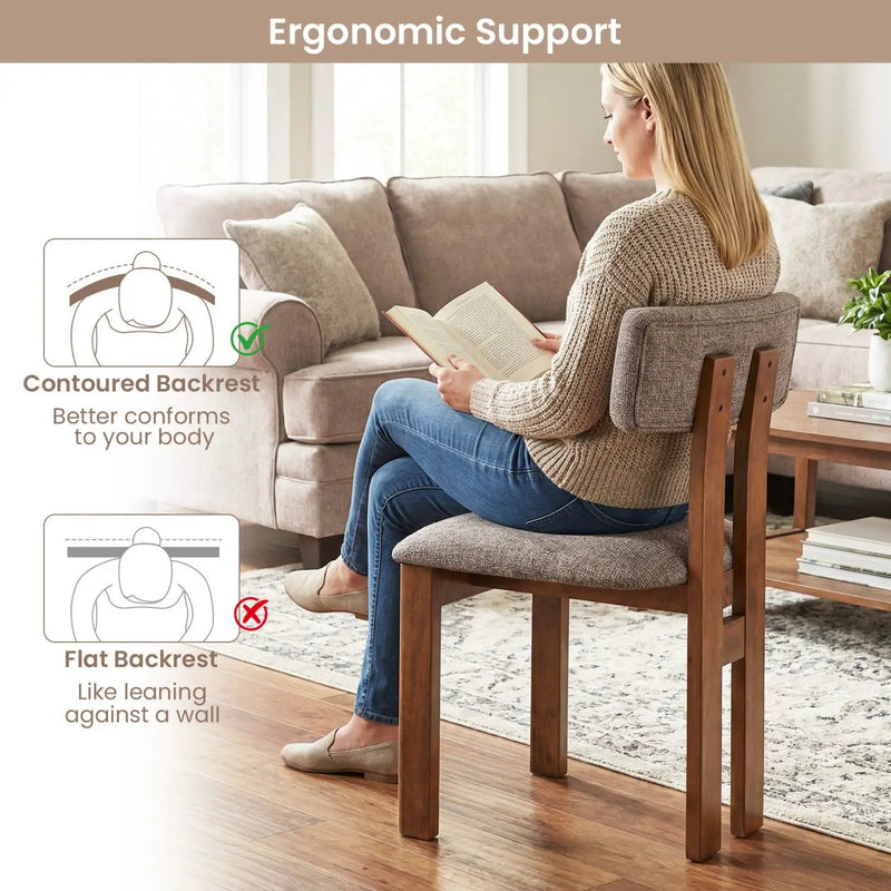Upholstered Rubber Wood Dining Chairs Set of 2 with Curved Backrest by DirectDeals