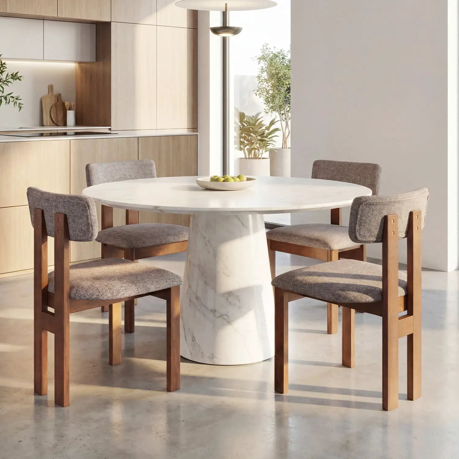 Upholstered Rubber Wood Dining Chairs Set of 4 with Curved Backrest by DirectDeals