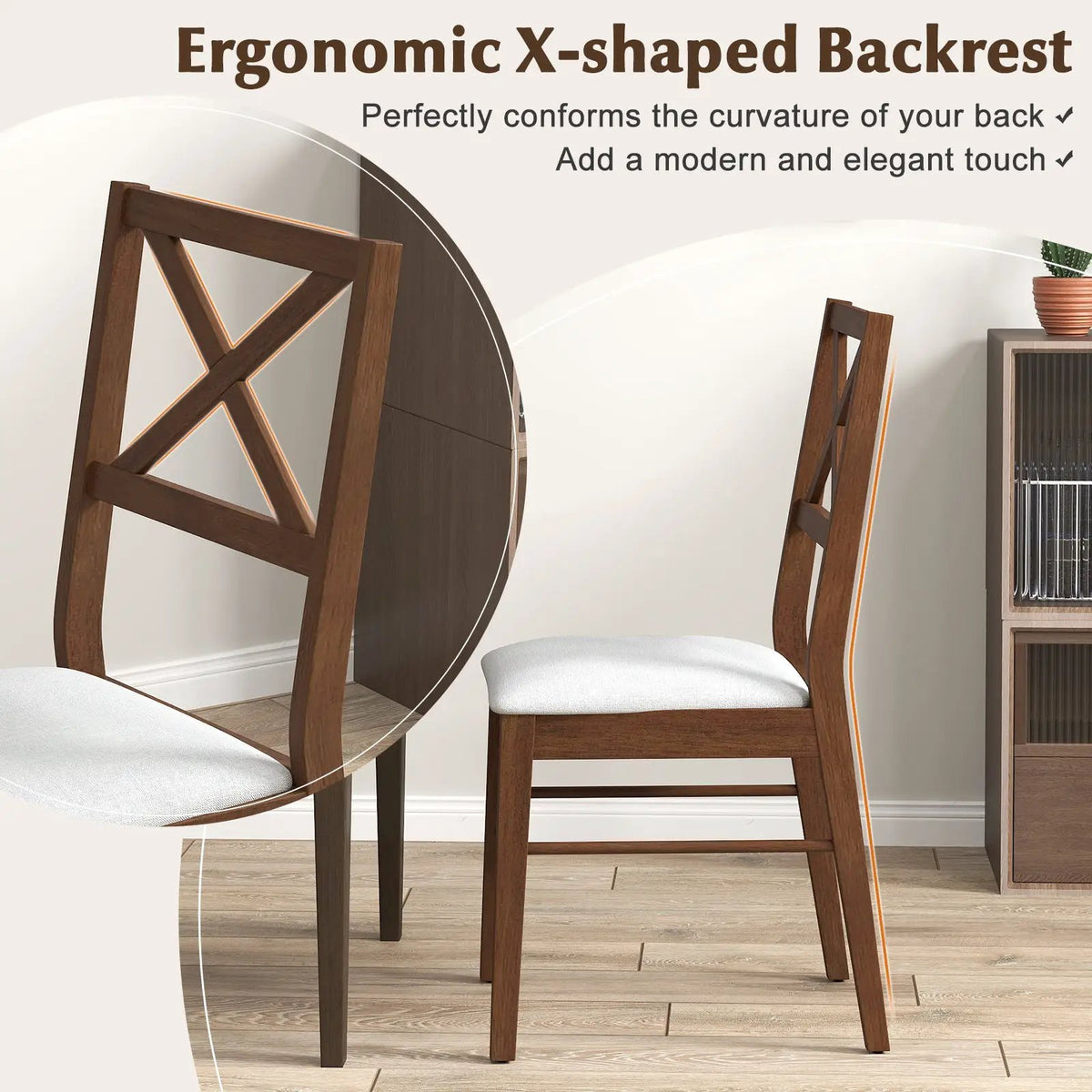 Upholstered Side Dining Chairs Set of 2 with Rubber Wood Frame by DirectDeals