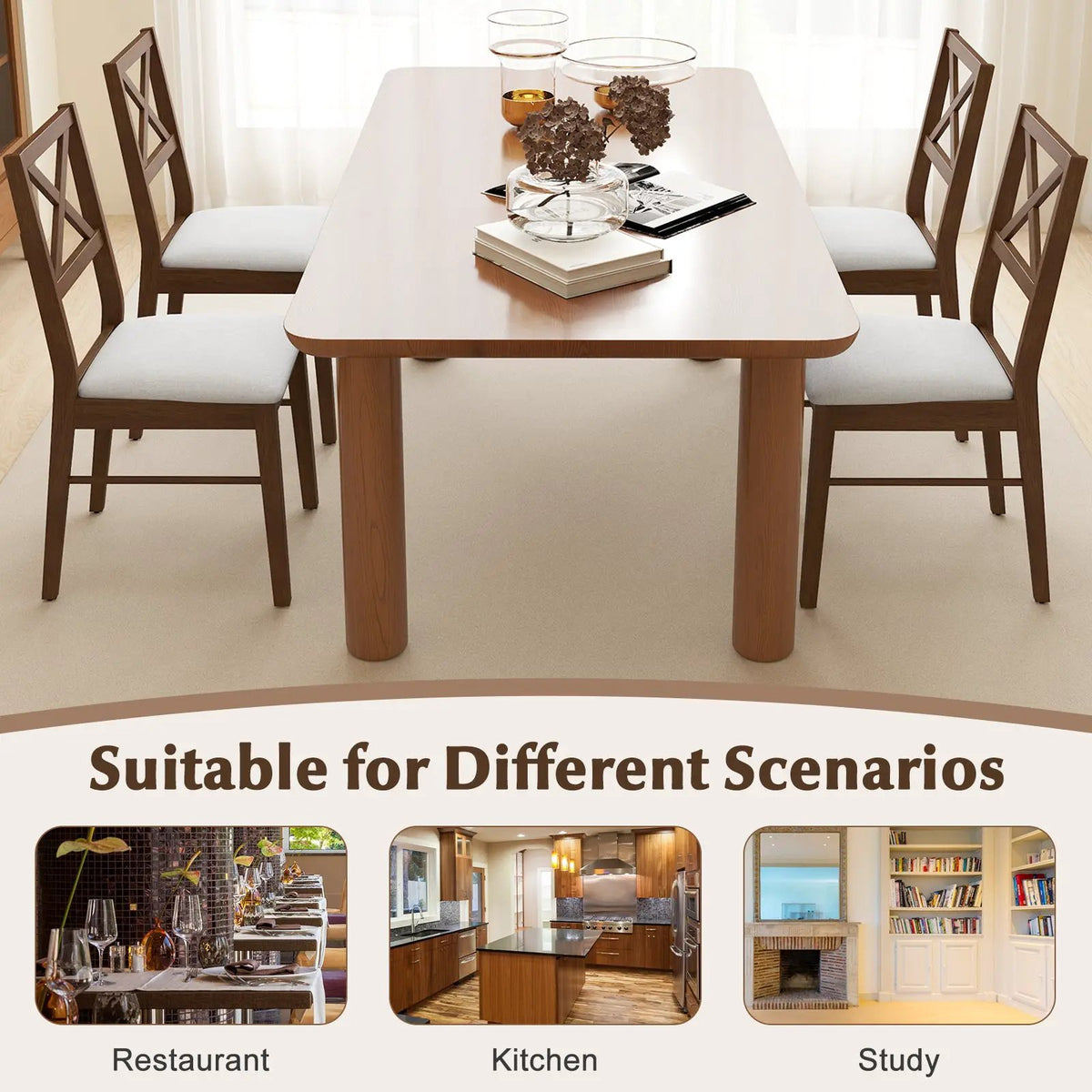 Upholstered Side Dining Chairs Set of 2 with Rubber Wood Frame by DirectDeals