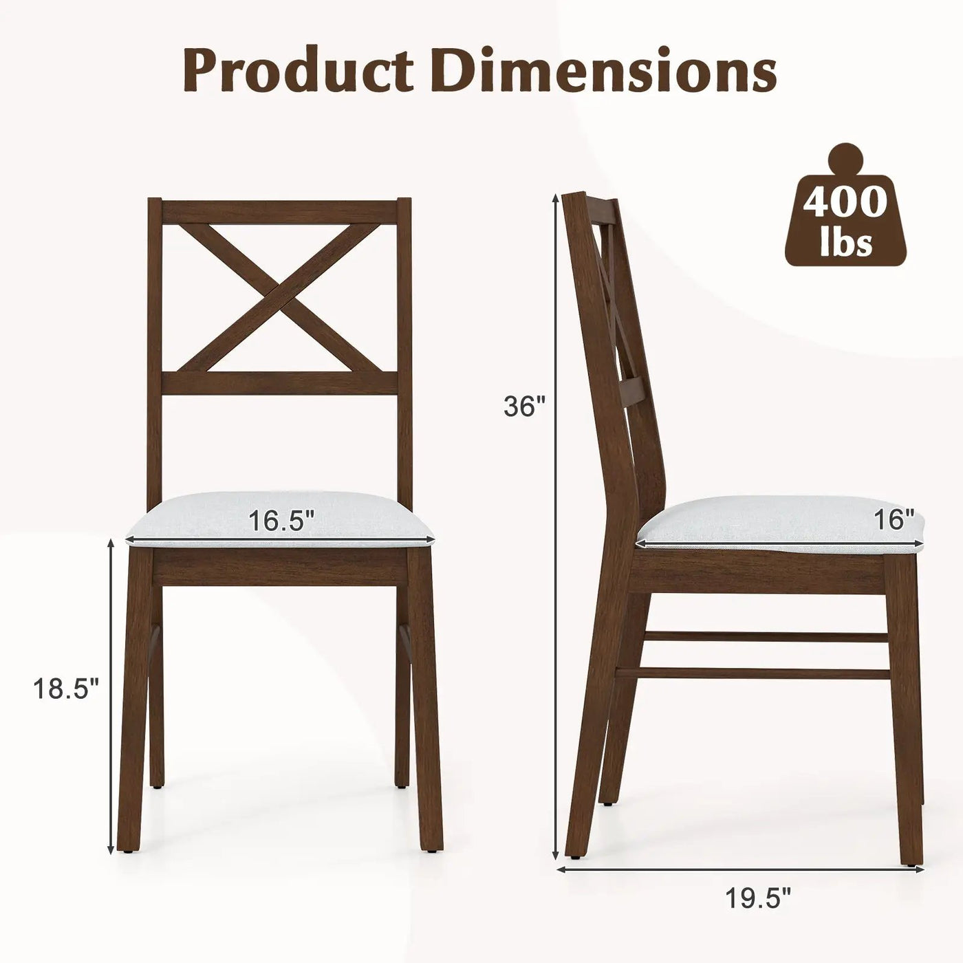Upholstered Side Dining Chairs Set of 2 with Rubber Wood Frame by DirectDeals
