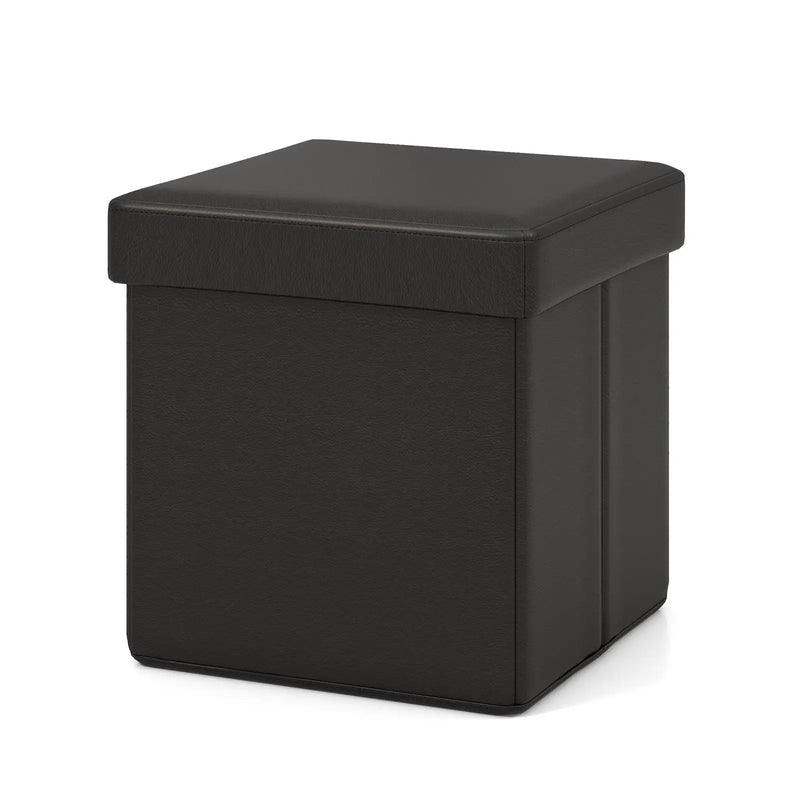 Upholstered Square Footstool with PVC Leather Surface for Bedroom by DirectDeals