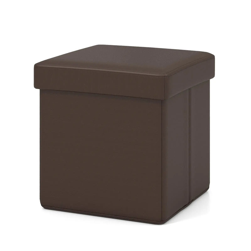 Upholstered Square Footstool with PVC Leather Surface for Bedroom by DirectDeals