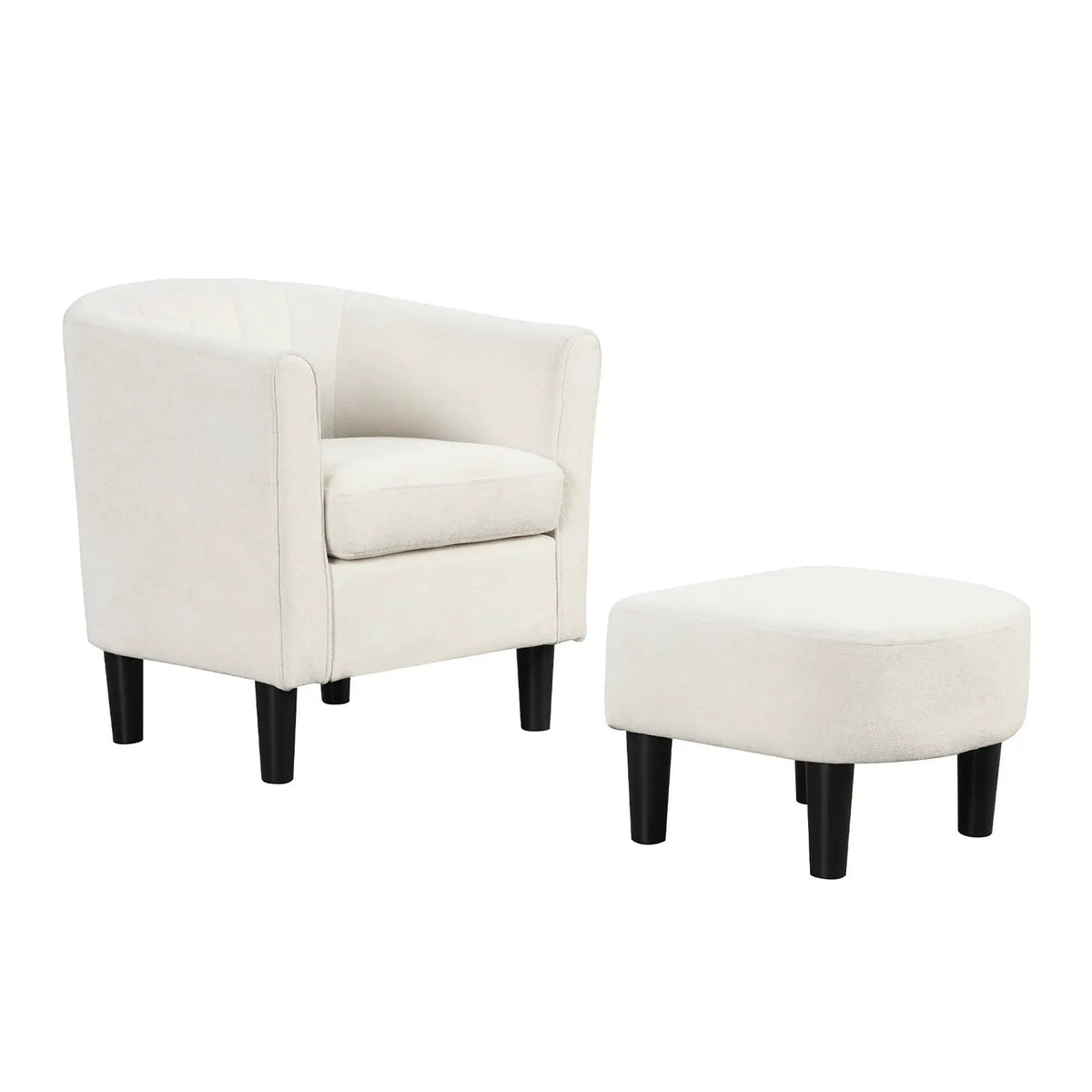 Upholstered Teddy Velvet Club Barrel Chair with Ottoman with Footrest, photo 3 of 10