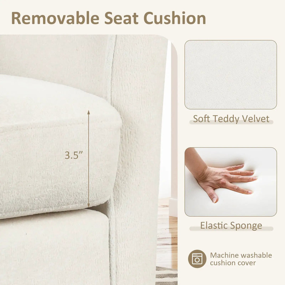 Upholstered Teddy Velvet Club Barrel Chair with Ottoman with Footrest, photo 6 of 10
