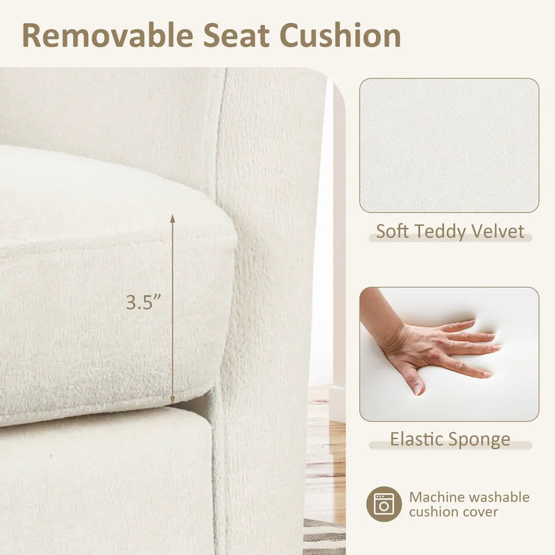 Upholstered Teddy Velvet Club Barrel Chair with Ottoman with Footrest by DirectDeals