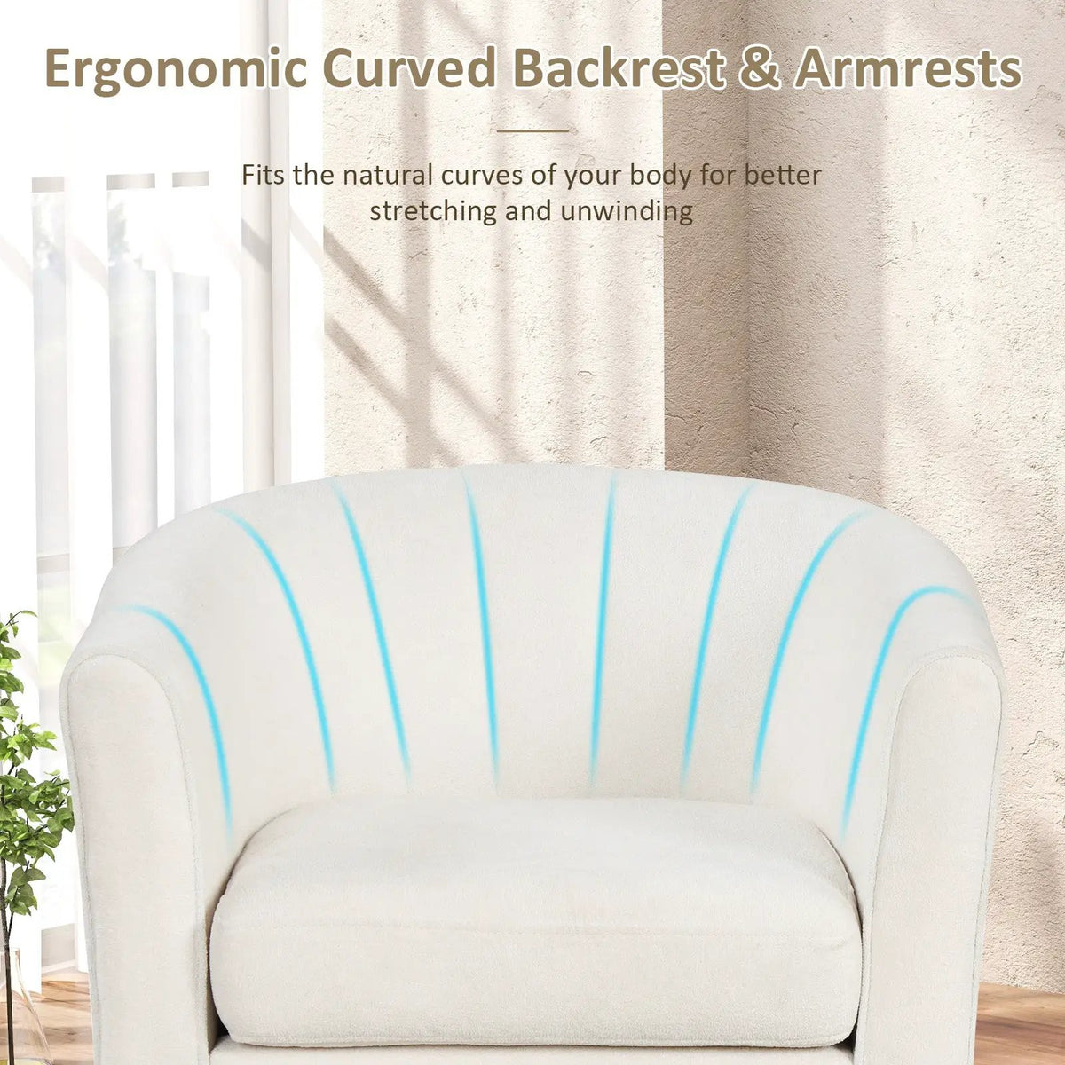 Upholstered Teddy Velvet Club Barrel Chair with Ottoman with Footrest, photo 7 of 10