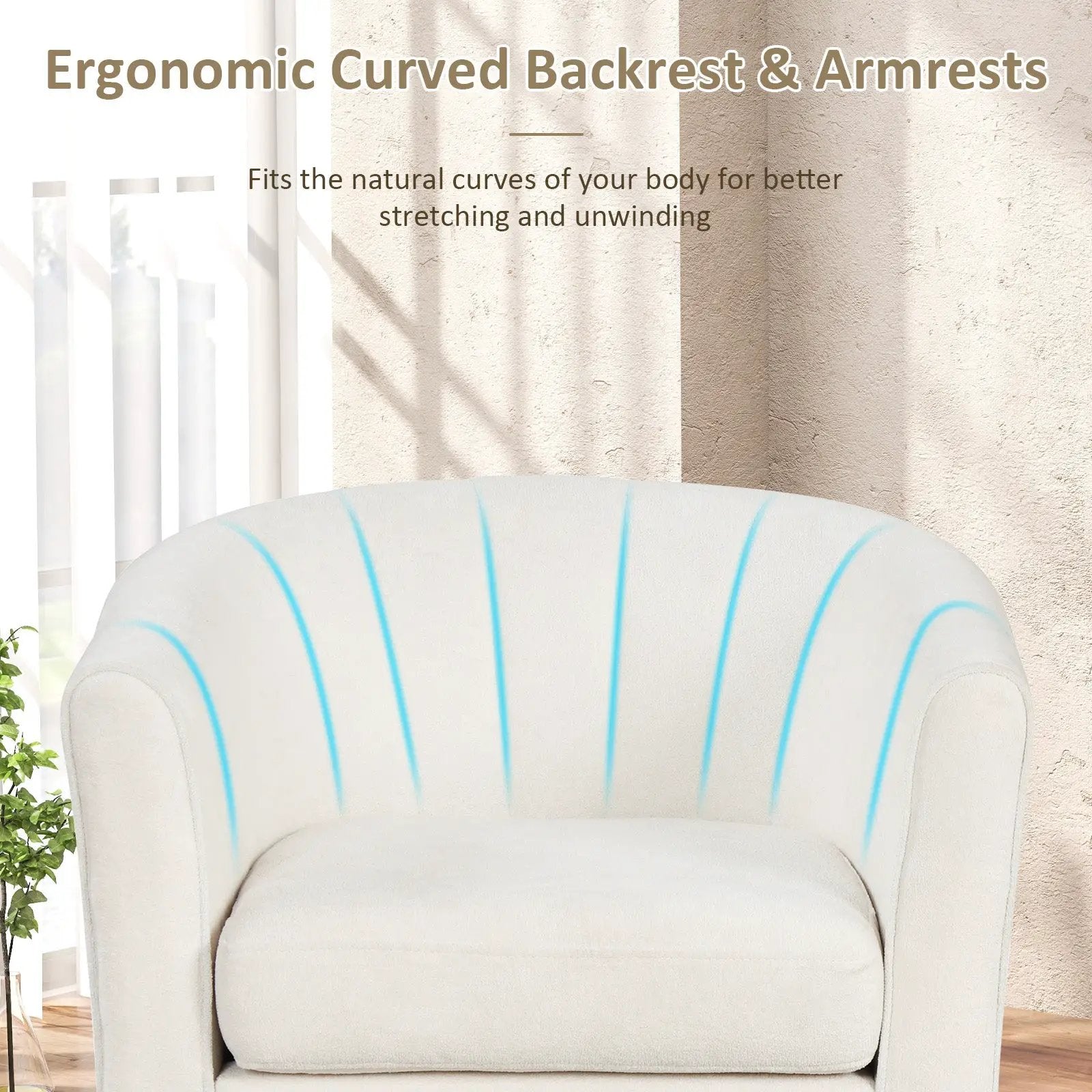 Upholstered Teddy Velvet Club Barrel Chair with Ottoman with Footrest by DirectDeals