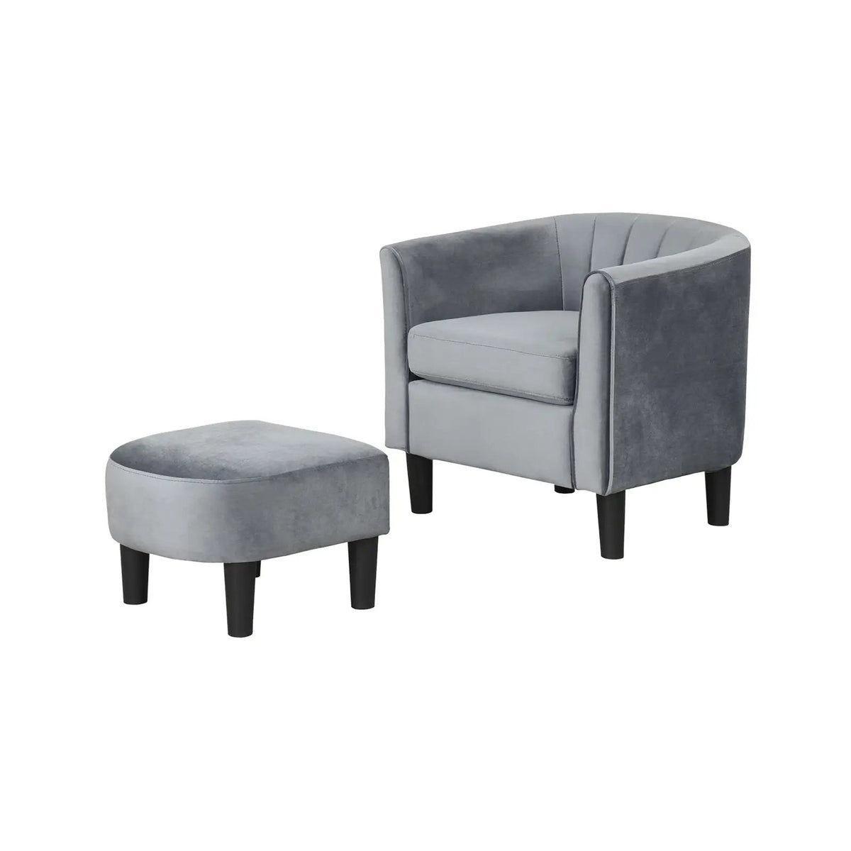 Upholstered Teddy Velvet Club Barrel Chair with Ottoman with Footrest, photo 9 of 10