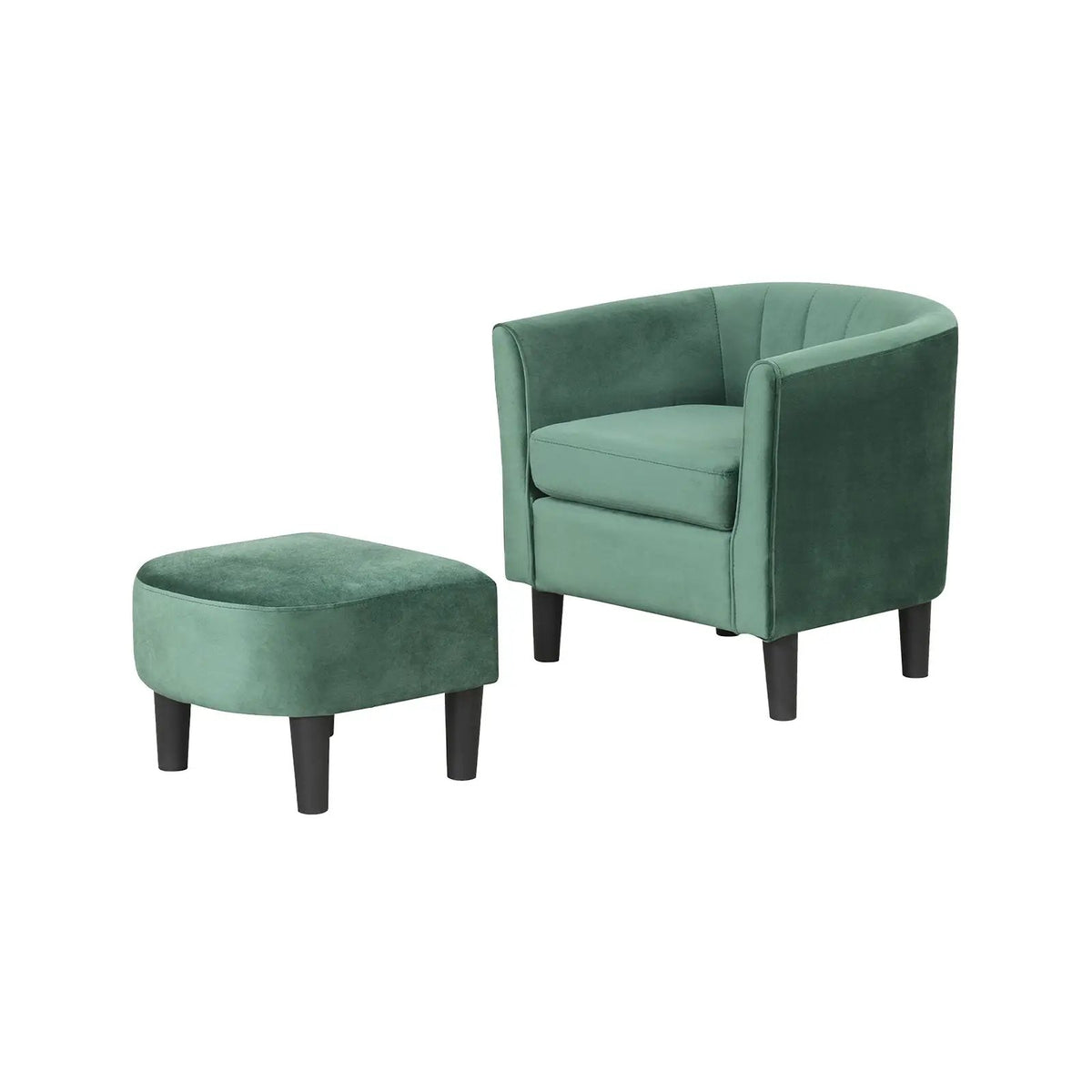 Upholstered Teddy Velvet Club Barrel Chair with Ottoman with Footrest, photo 10 of 10