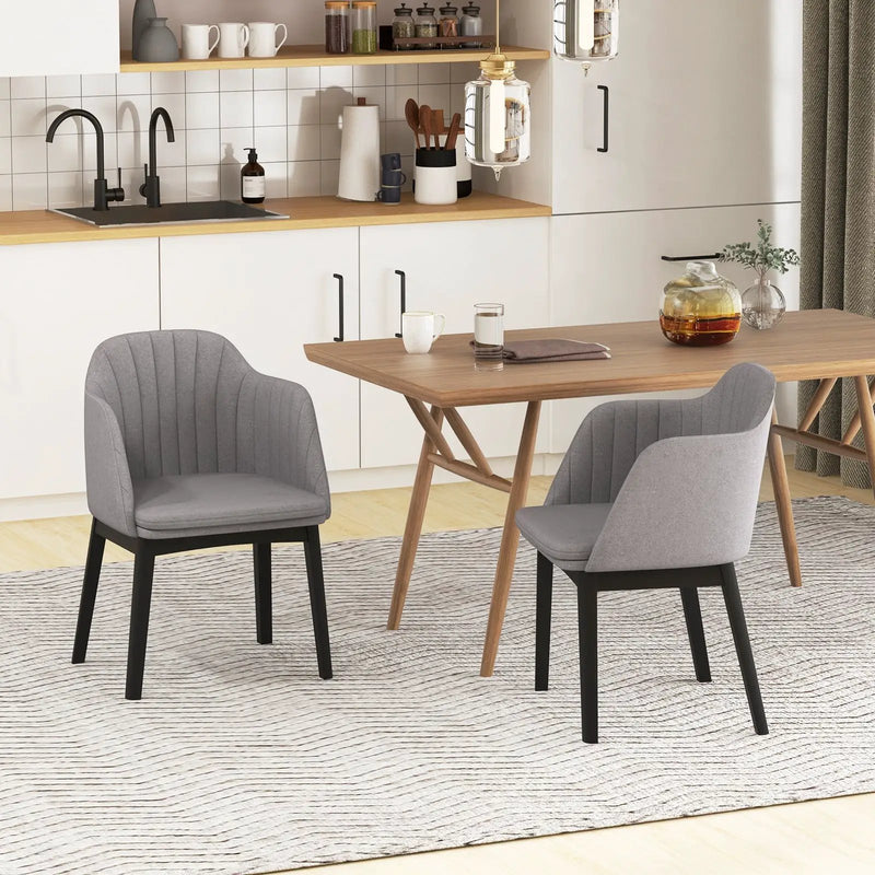 Upholstered Velvet Accent Modern Dining Chairs Set of 2 with Curved Backrests-Grey by DirectDeals