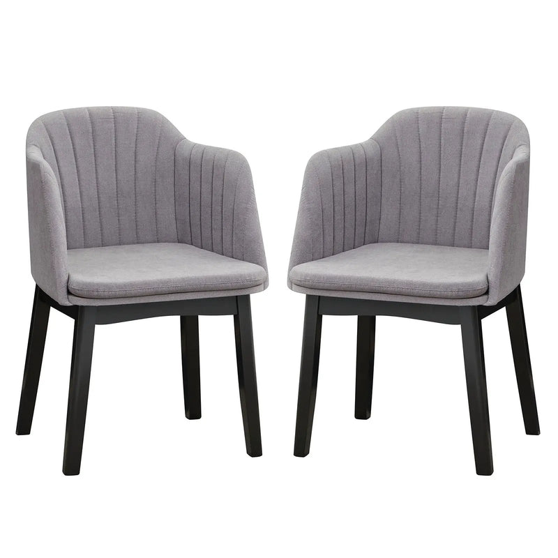 Upholstered Velvet Accent Modern Dining Chairs Set of 2 with Curved Backrests-Grey by DirectDeals