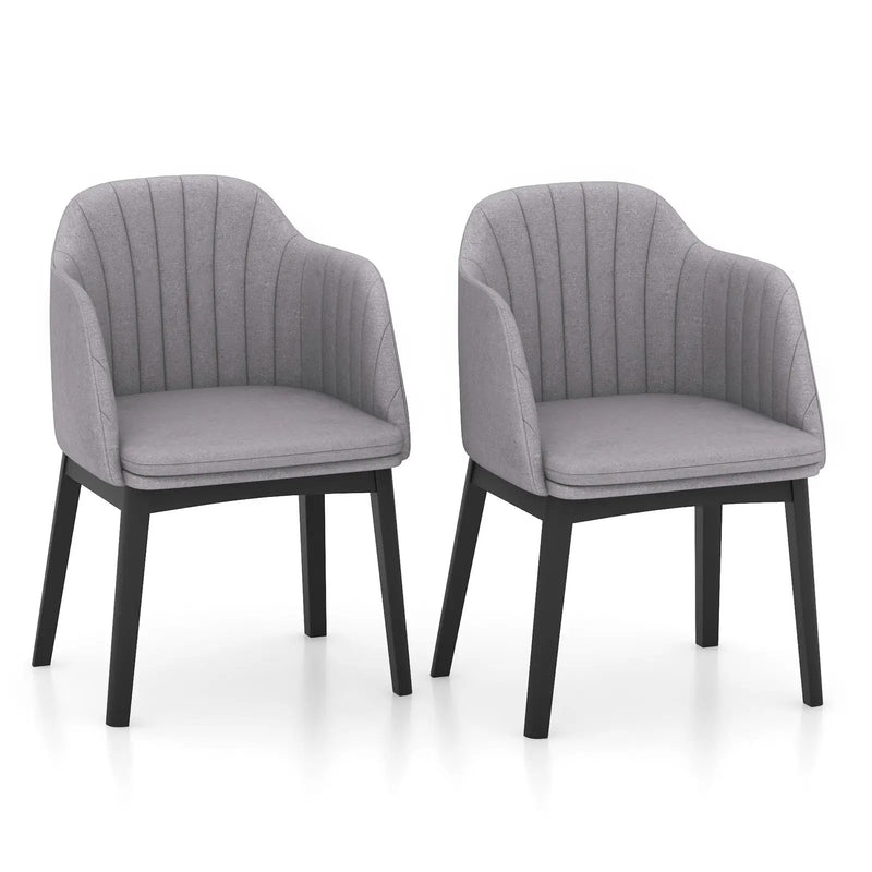 Upholstered Velvet Accent Modern Dining Chairs Set of 2 with Curved Backrests-Grey by DirectDeals