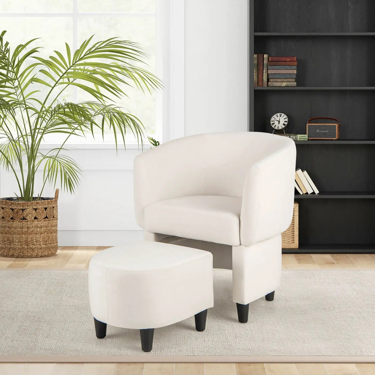 Upholstered Velvet Barrel Chair with Ottoman, photo 3 of 16