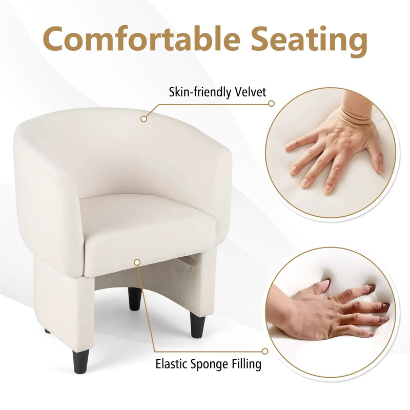 Upholstered Velvet Barrel Chair with Ottoman by DirectDeals