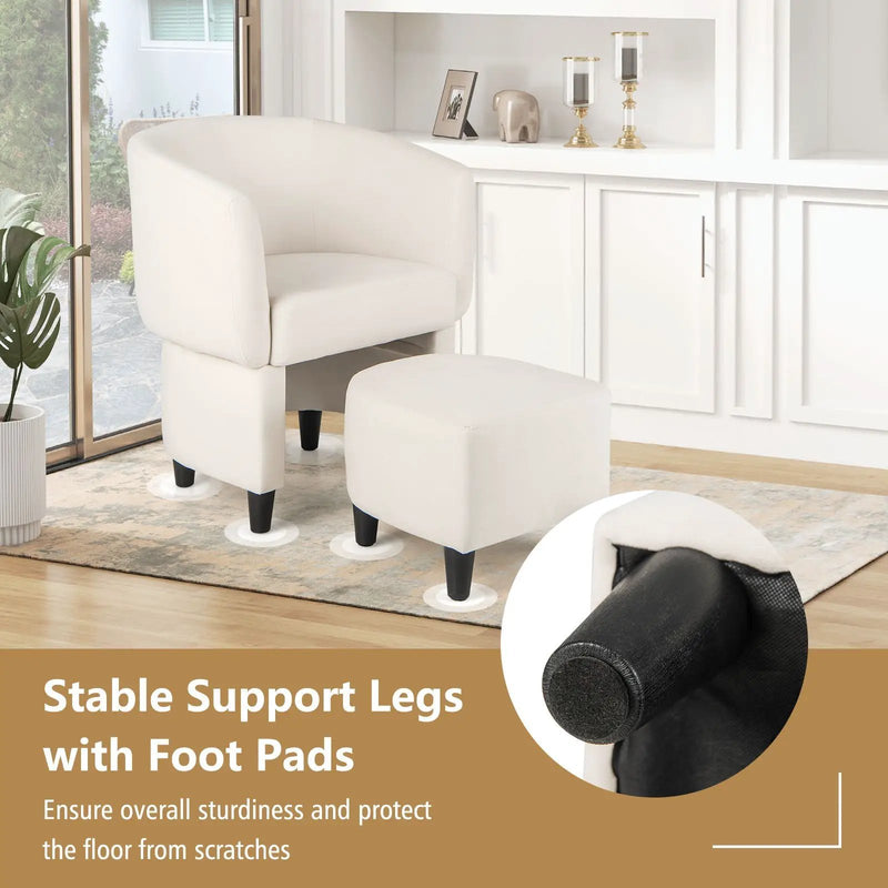 Upholstered Velvet Barrel Chair with Ottoman by DirectDeals