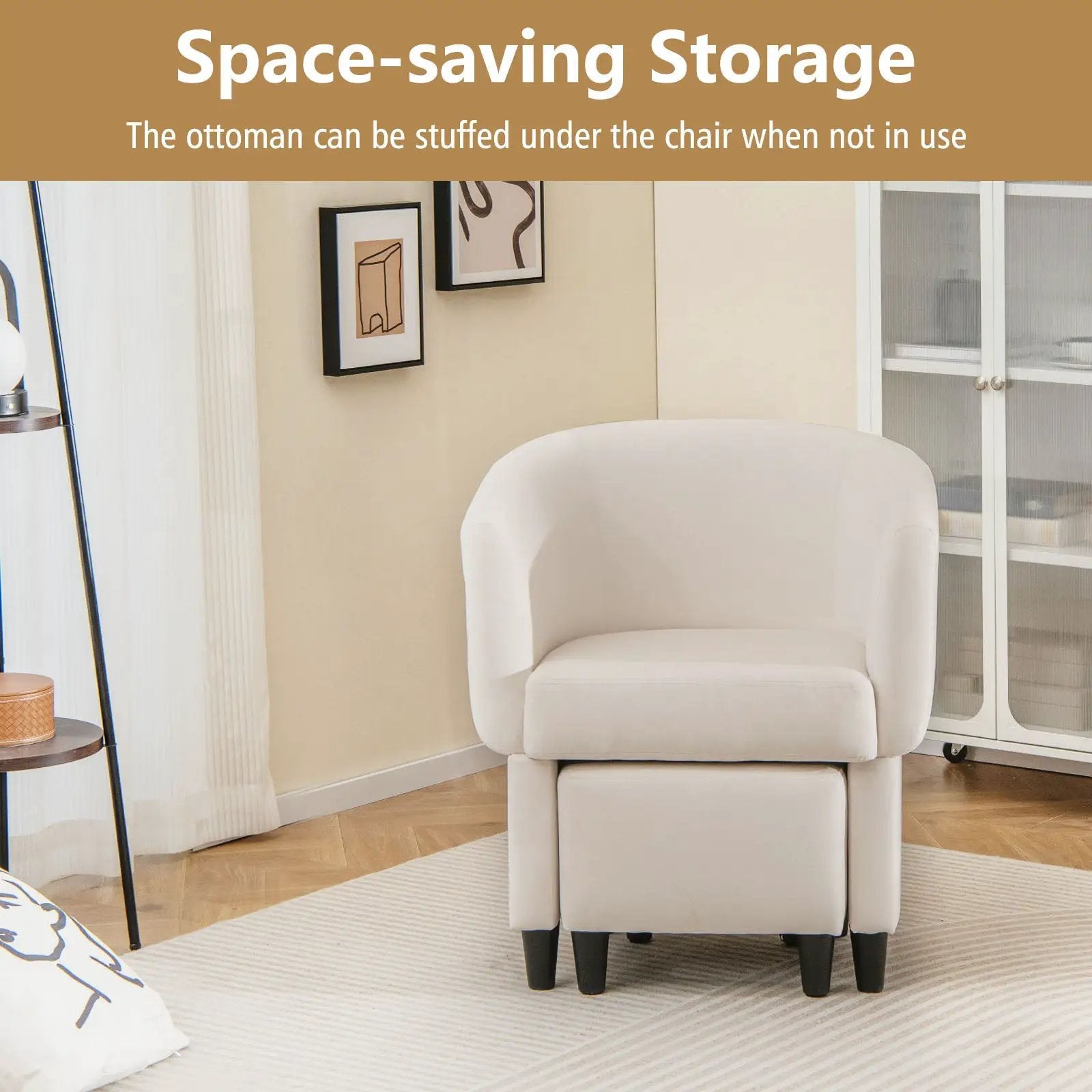 Upholstered Velvet Barrel Chair with Ottoman by DirectDeals