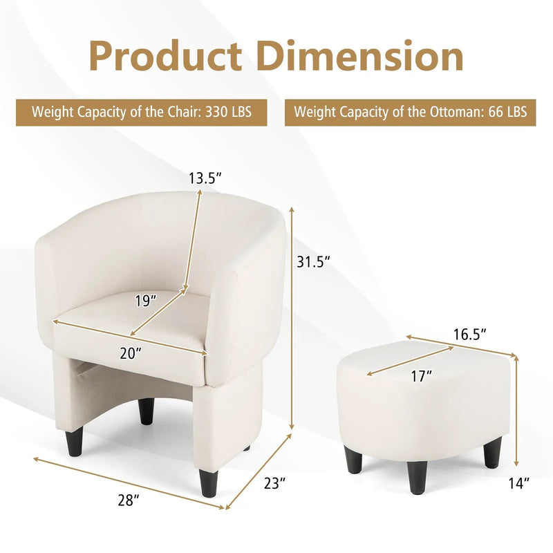 Upholstered Velvet Barrel Chair with Ottoman by DirectDeals