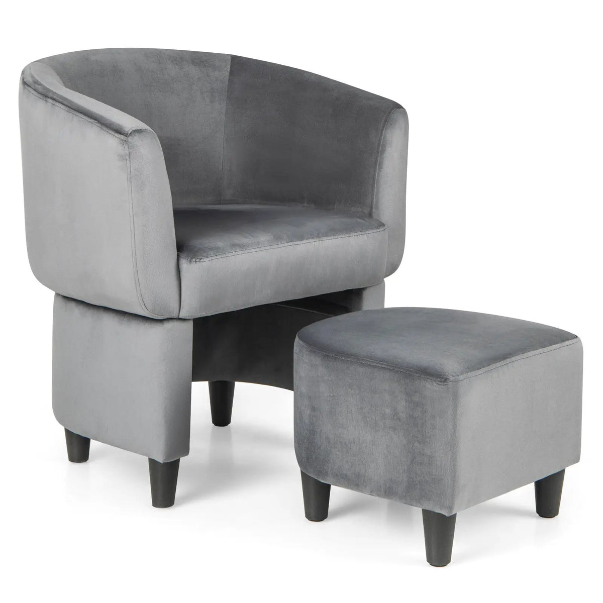 Upholstered Velvet Barrel Chair with Ottoman, photo 6 of 16