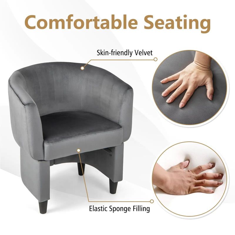 Upholstered Velvet Barrel Chair with Ottoman by DirectDeals