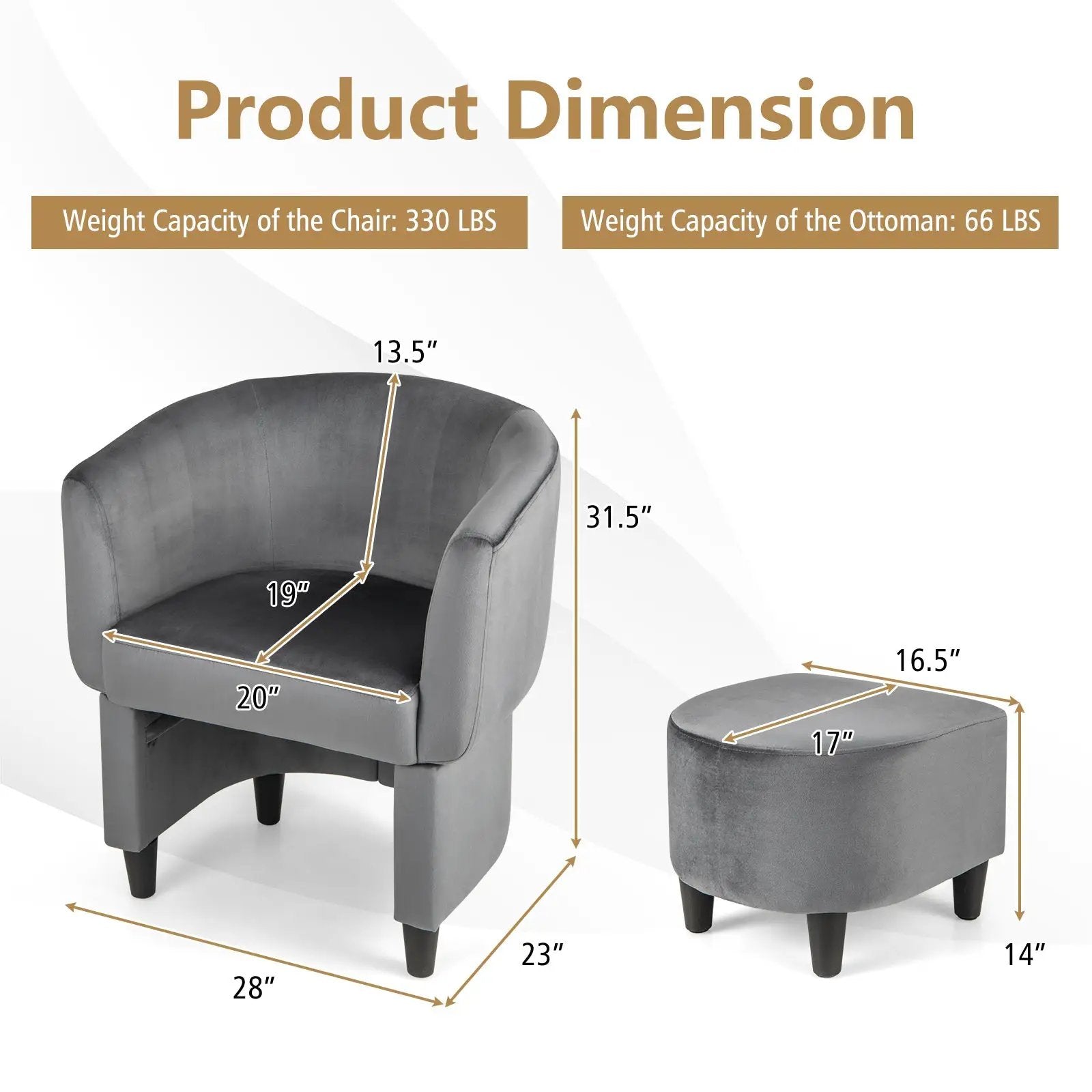 Upholstered Velvet Barrel Chair with Ottoman by DirectDeals