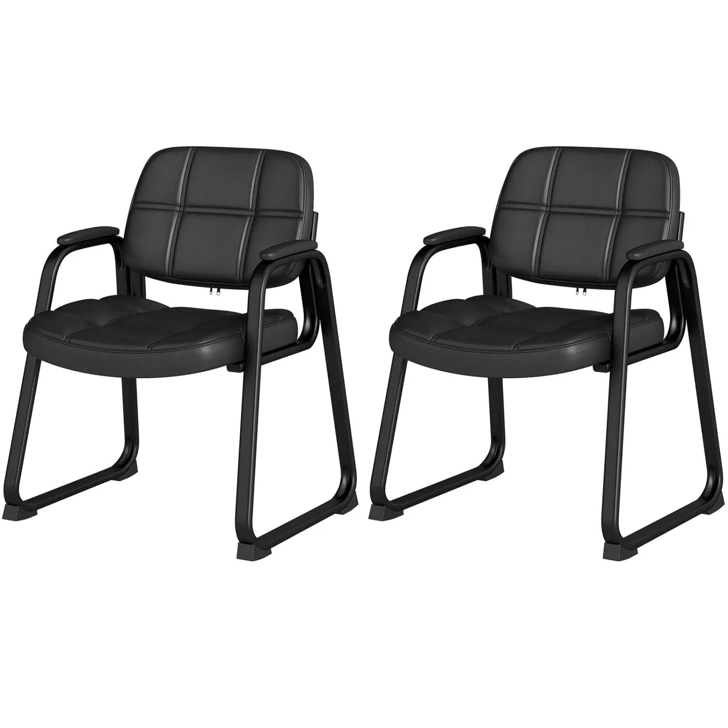 Set of 2 Waiting Room Chair Home Office PU Leather Guest Chairs-Black by DirectDeals