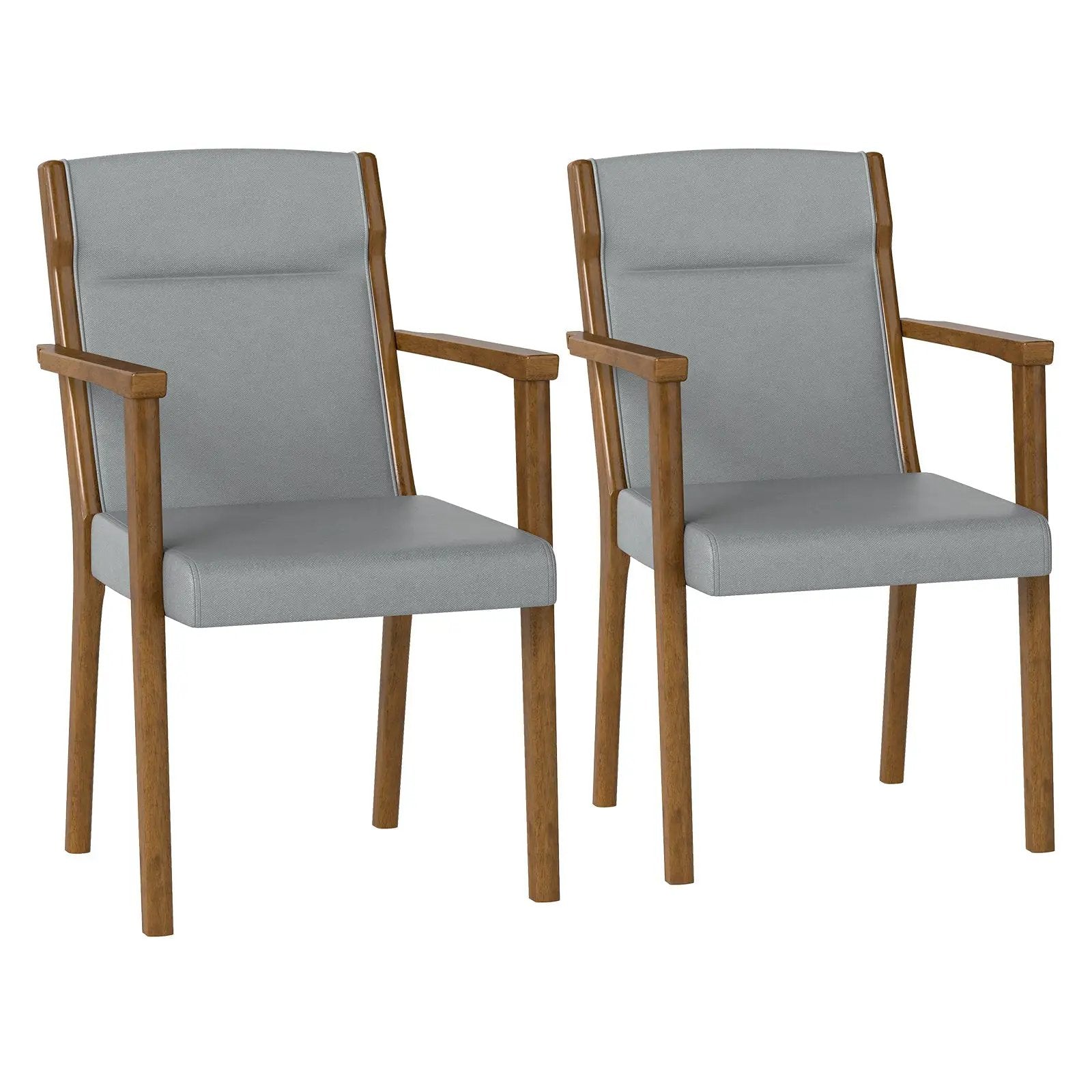Upholstered Wooden Accent Chairs Set of 2 with High Back and Soft Cushion-Gray by DirectDeals