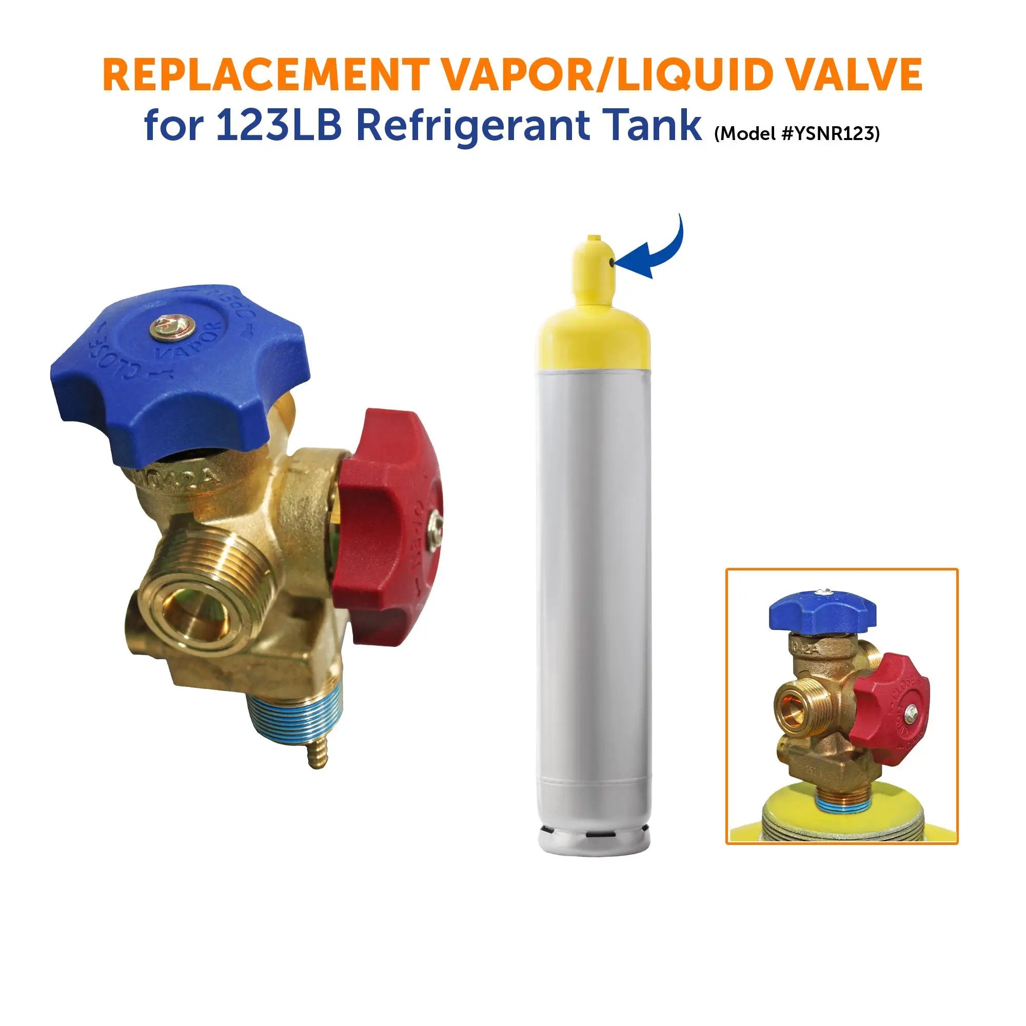 Flame King Dual Access Vapor/Liquid Valve + Dip Tube for 123LB Refrigerant Tank by Flame King Products