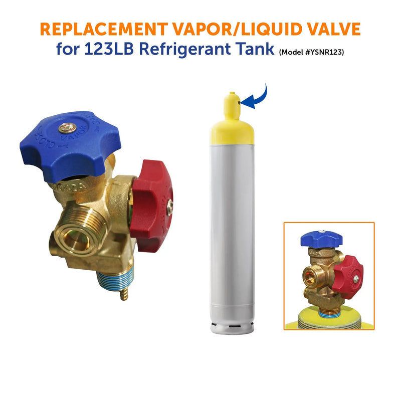 Flame King Dual Access Vapor/Liquid Valve + Dip Tube for 123LB Refrigerant Tank by Flame King Products