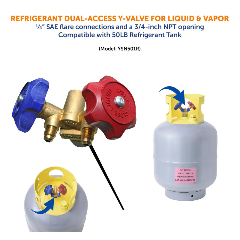 Flame King Y-Valve w/Aluminum Dip Tube & Filter for 50LB Refrigerant Tanks by Flame King Products