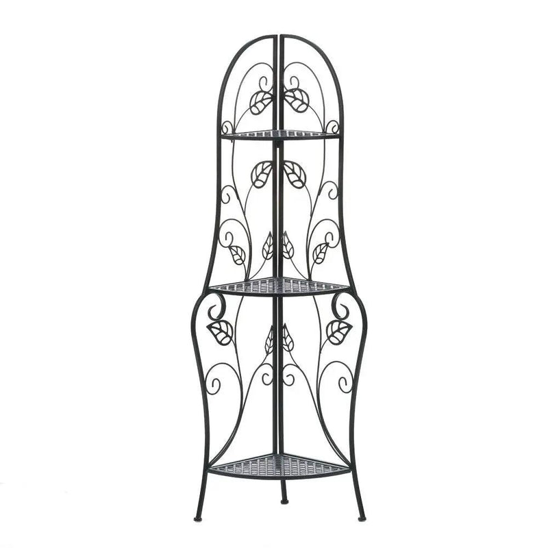Traditional Iron Corner Bakers Rack 3-Tier Plant Stand Kitchen Dining Shelf by HomePacific
