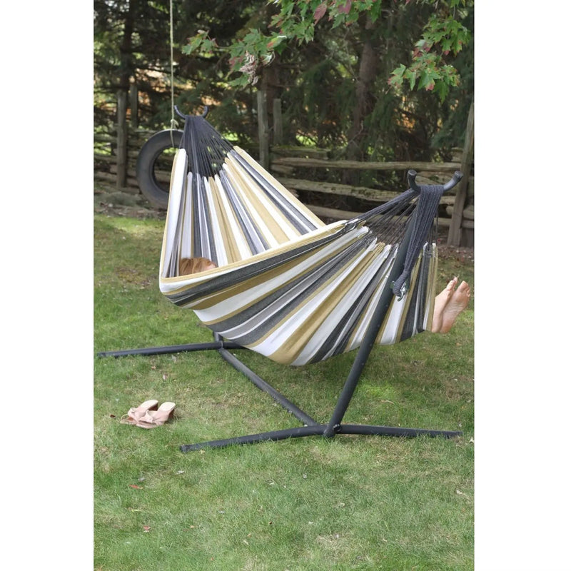 Desert Moon Pattern Cotton Hammock with 9-FT Steel Stand by HomePacific