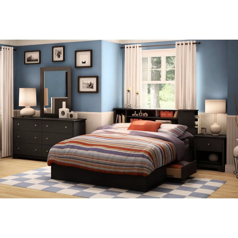 Black 6 Drawer Bedroom Dresser with Nickle Metal Knobs Handles by HomePacific