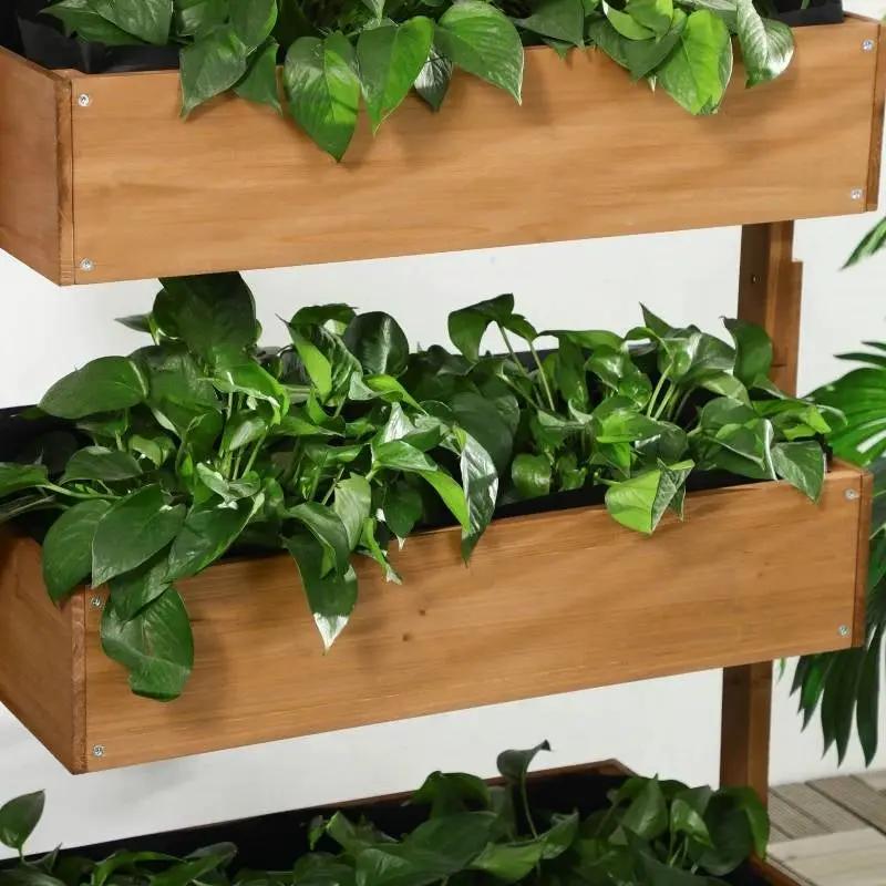 4 Tier Vertical Wooden Planter Box Raised Bed Natural by HomePacific